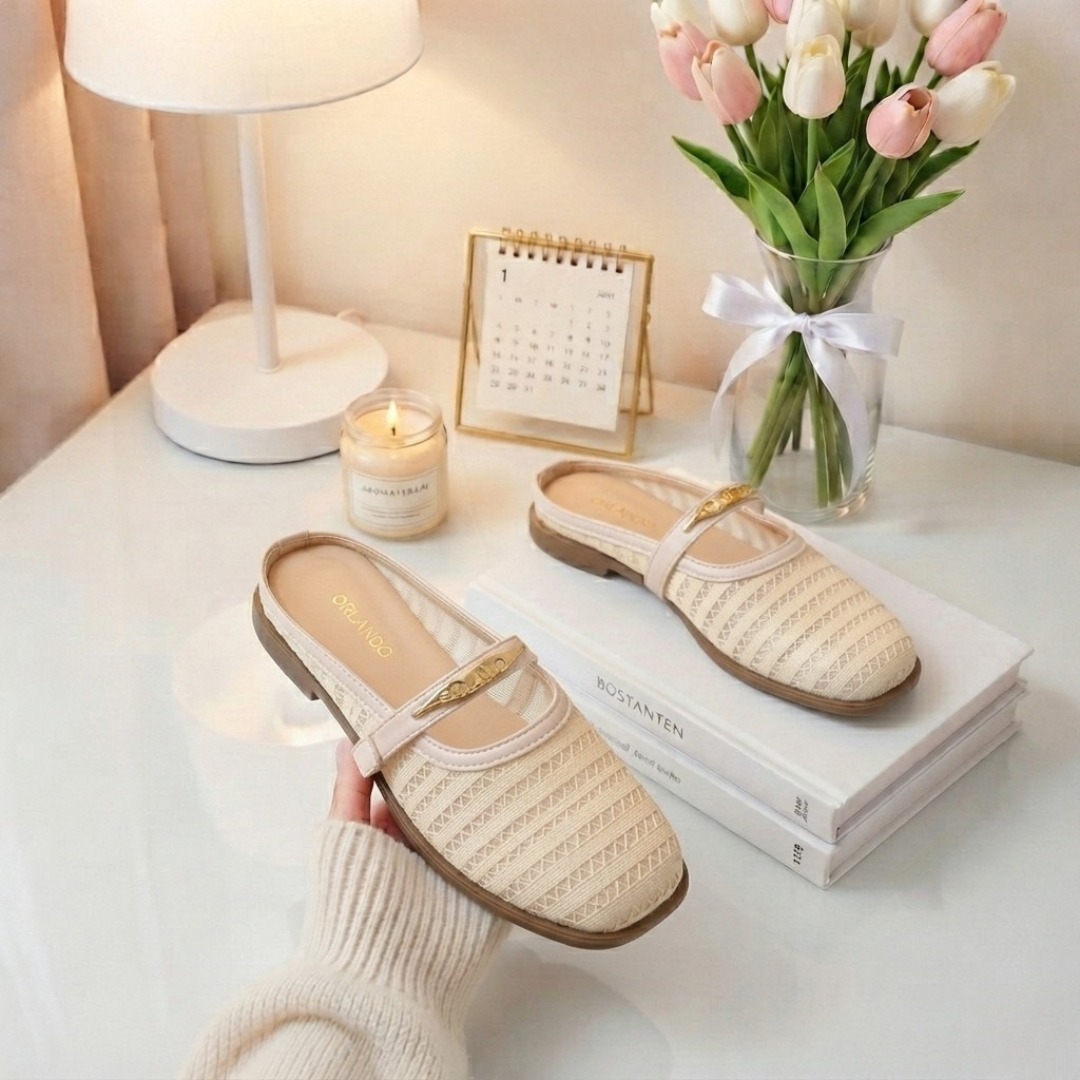 Women's Woven Mary Jane Flat Shoes – Casual Breathable Comfort Loafers with Adjustable Strap