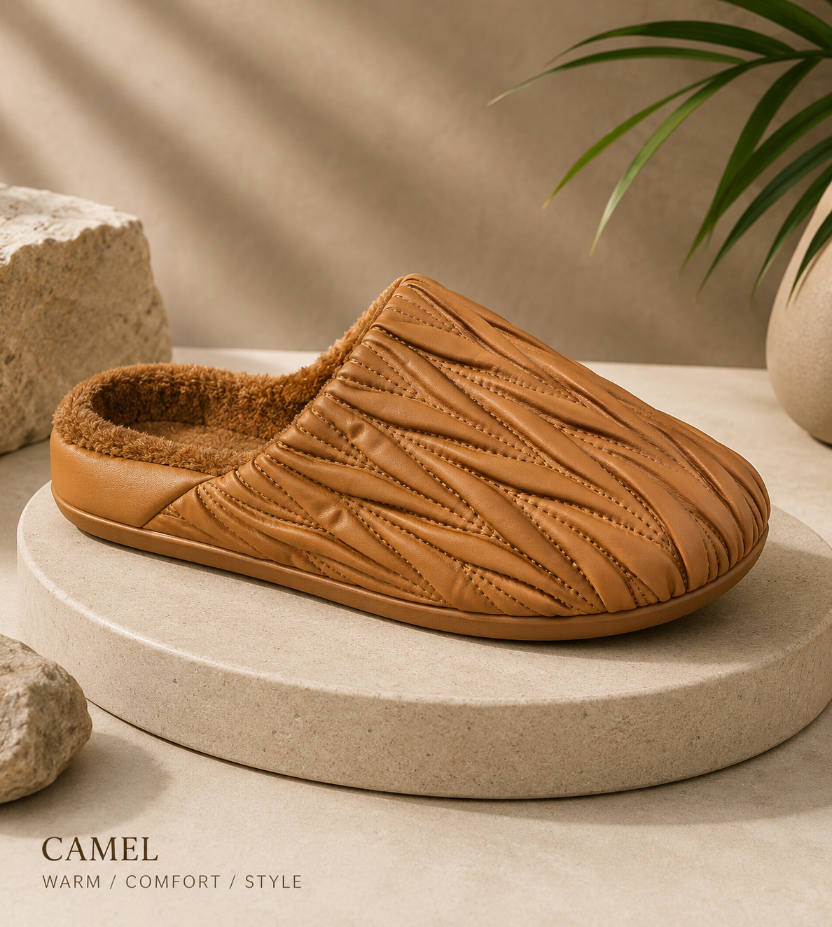 Pantoufles en peluche d'hiver pour femmes – Chaussons d'intérieur à enfiler doublés de polaire chaude