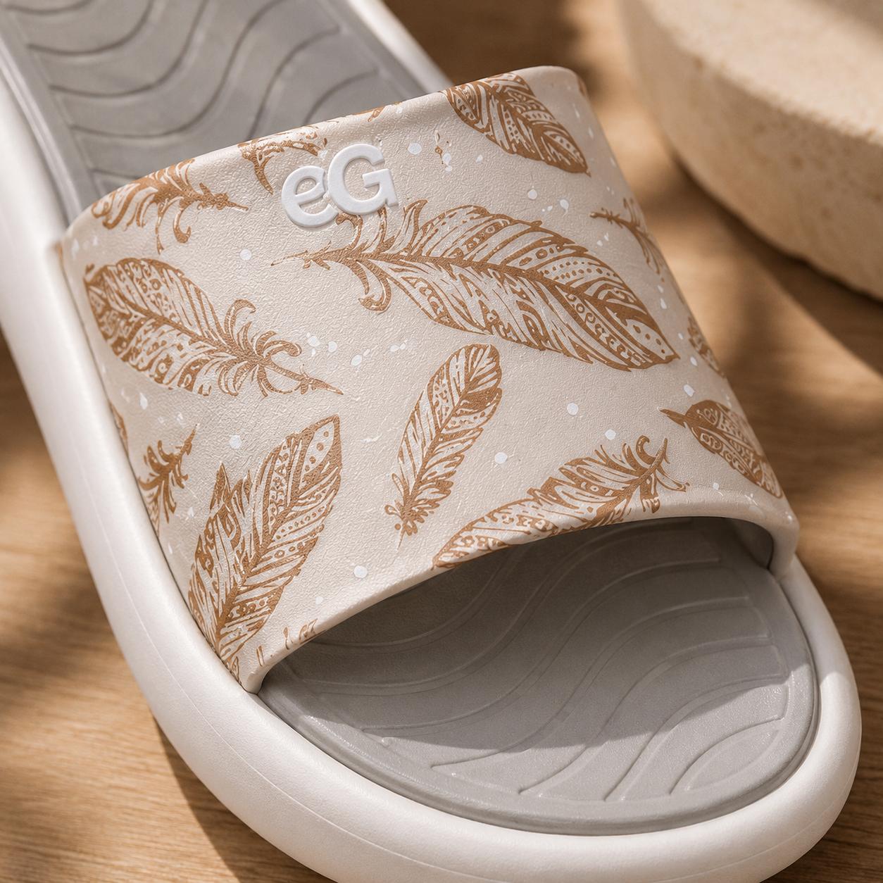 Women's Feather Print Comfort Slides