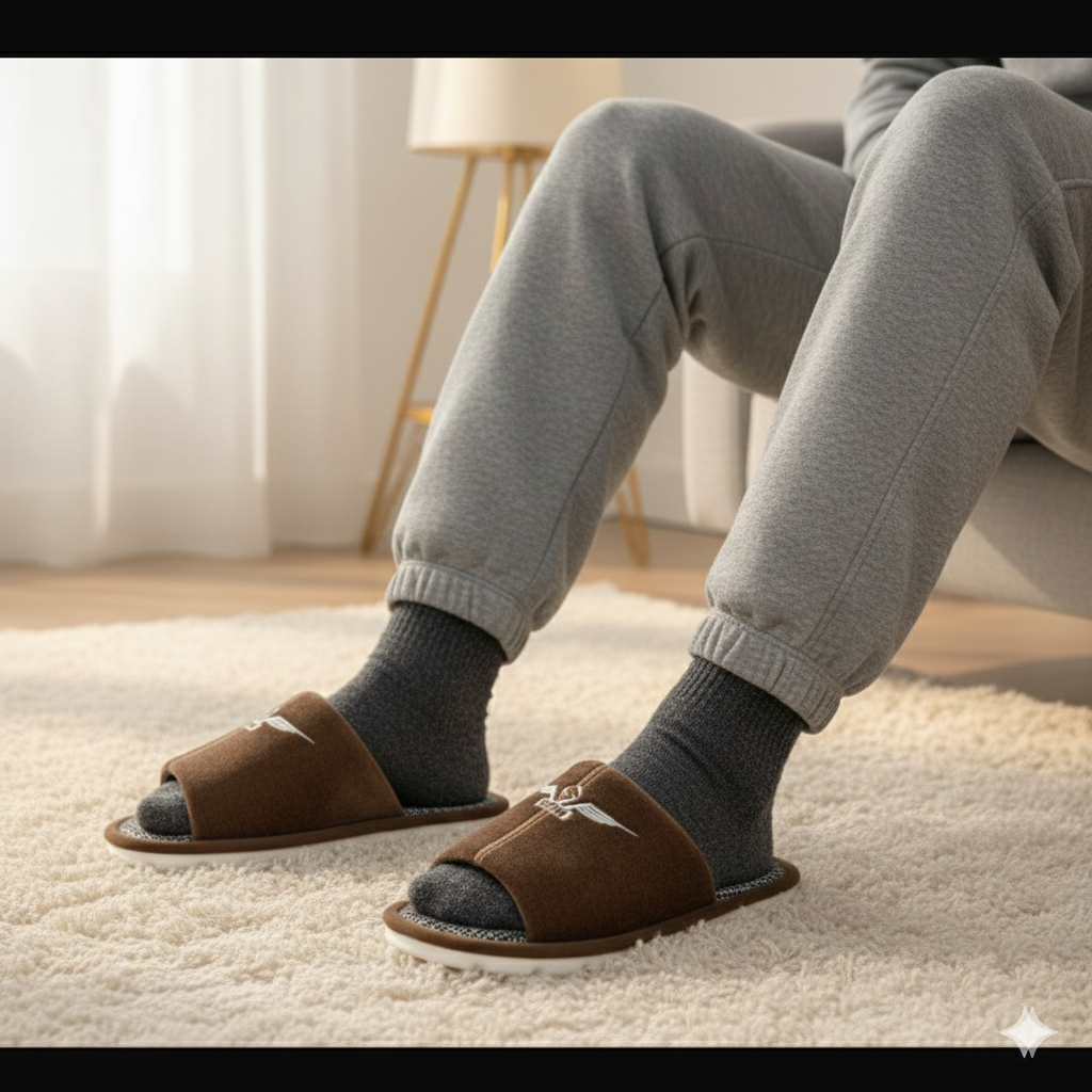 Men’s Warm Slippers Winter Plush Shoes Soft Comfortable Non-Slip Sole Casual Slippers for Men