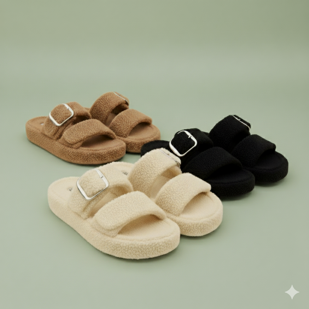 أحذية صندل شيربا: خطوات مريحة، إبزيمات قابلة للتعديل