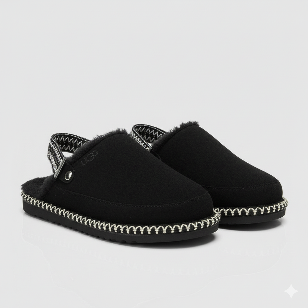 أحذية منزلية مريحة ذات ظهر مفتوح – أحذية شتوية دافئة مبطنة بالصوف