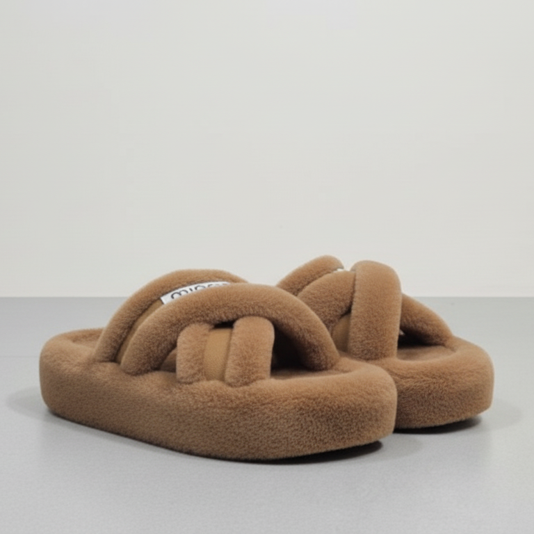 Women’s Plush Slide Slippers — Warmth + Multi‑Strap Support