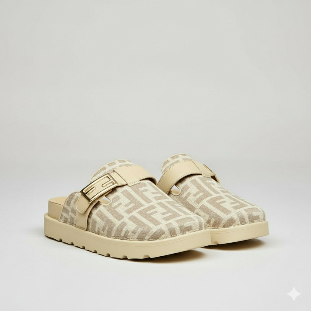 نعال كلوج نسائية مزينة بشعار العلامة التجارية، مريحة طوال اليوم، ذات نعل غير قابل للانزلاق.