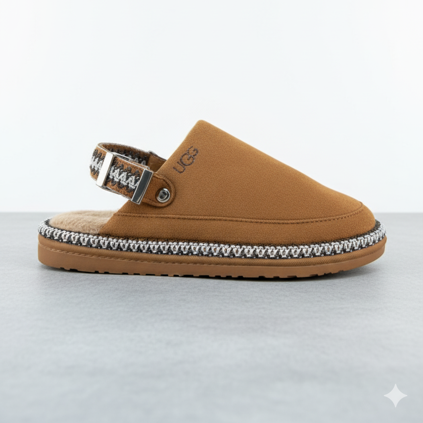 أحذية منزلية مريحة ذات ظهر مفتوح – أحذية شتوية دافئة مبطنة بالصوف