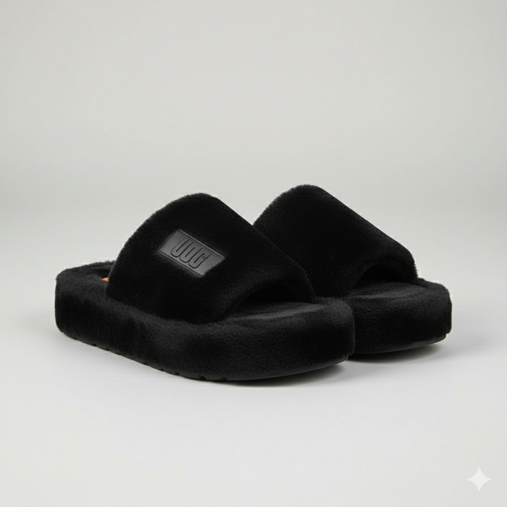 Faux-Fur Platform Slides: Cozy Warmth, Open-Toe Breeze