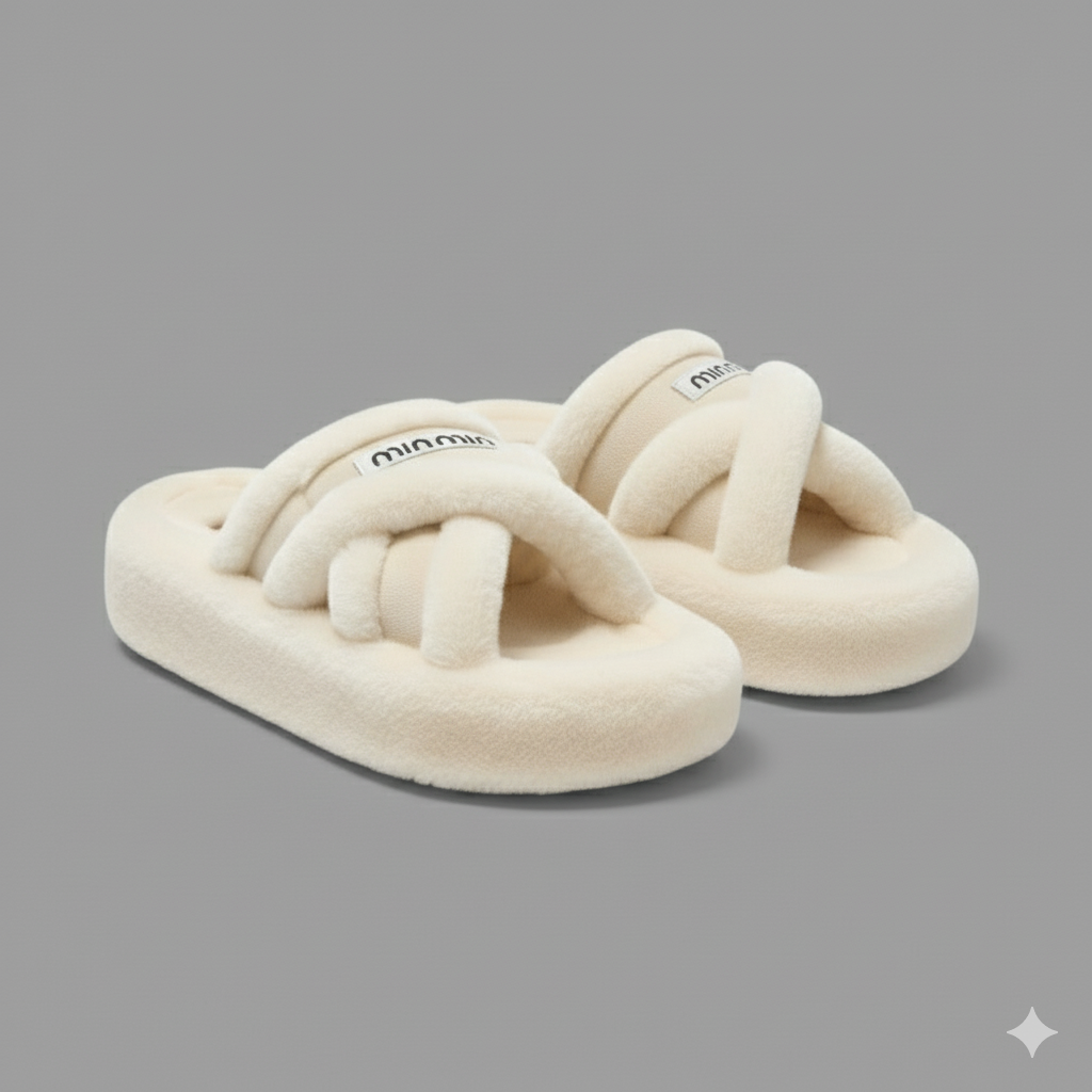 Women’s Plush Slide Slippers — Warmth + Multi‑Strap Support