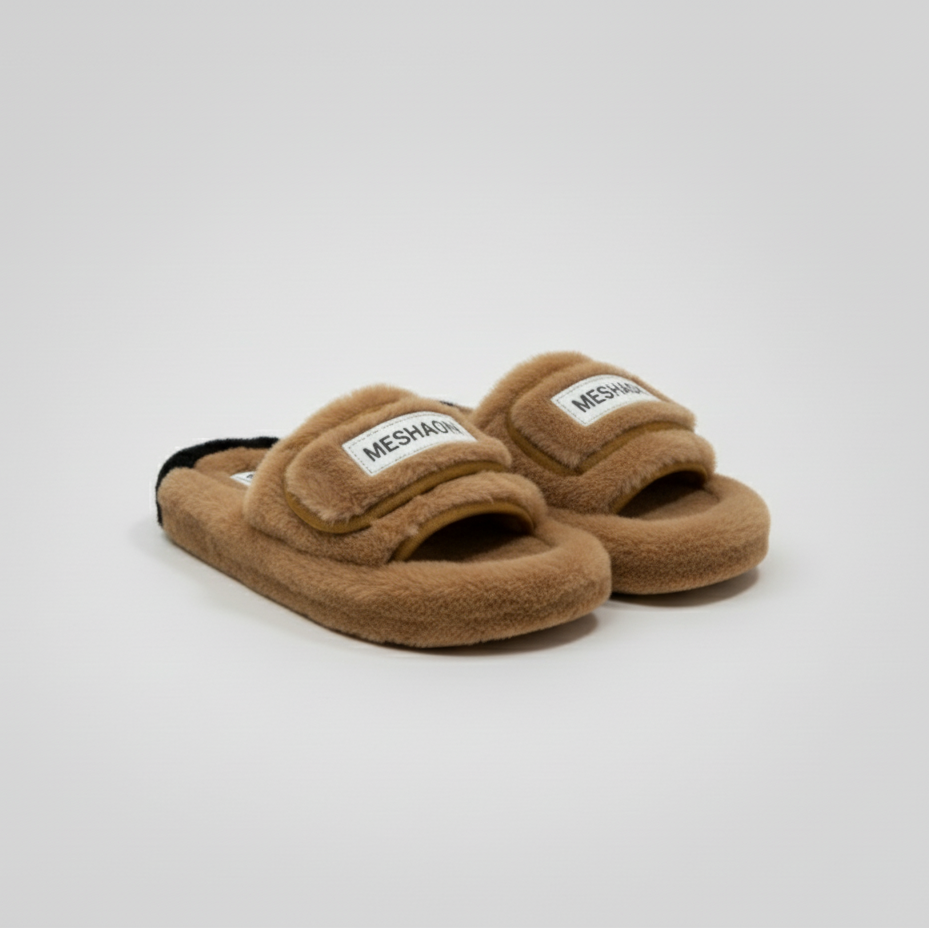 أحذية منزلية نسائية ناعمة مع أشرطة - دافئة، ومريحة مع أشرطة عريضة