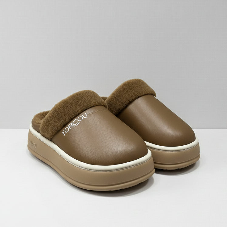 Women's Fleece-Lined Clog Slippers—Warm Toes, Thick Platform