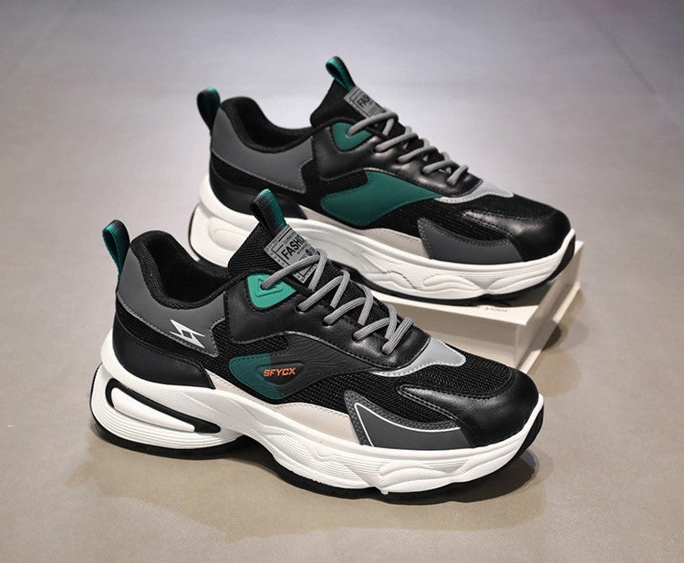 حذاء رياضي رجالي شبكي قابل للتنفس - حذاء كاجوال عصري مناسب لجميع المناسبات بنعل سميك غير قابل للانزلاق