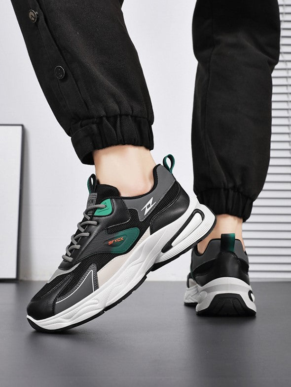 حذاء رياضي رجالي شبكي قابل للتنفس - حذاء كاجوال عصري مناسب لجميع المناسبات بنعل سميك غير قابل للانزلاق