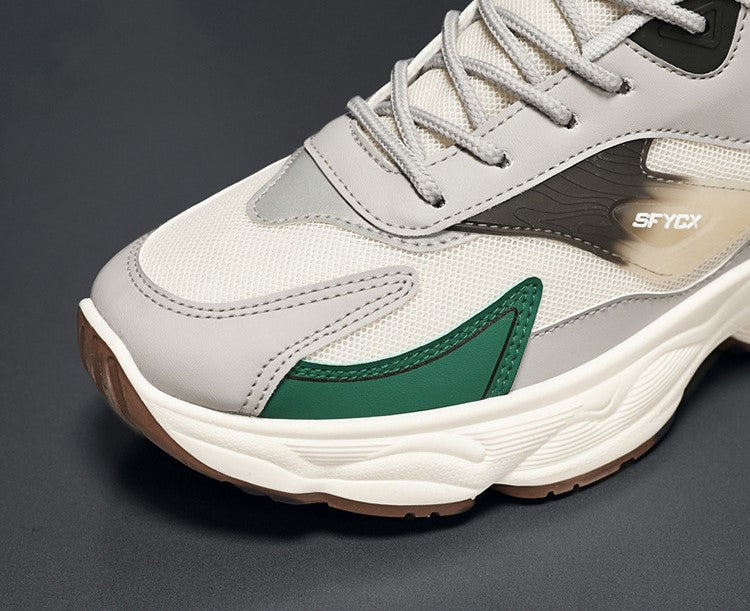 حذاء رياضي رجالي شبكي قابل للتنفس - حذاء كاجوال عصري مناسب لجميع المناسبات بنعل سميك غير قابل للانزلاق