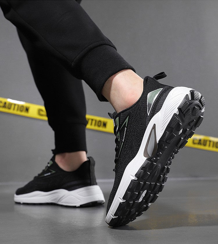 Baskets en maille respirante pour hommes – Chaussures de course à semelle épaisse légères, tendance et polyvalentes