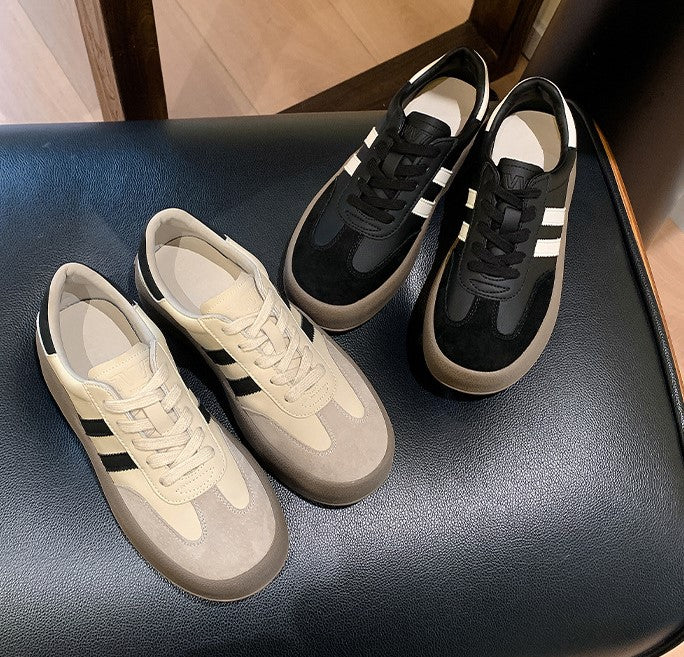 Women's Genuine Leather Height-Enhancing Sneakers Thick-Soled