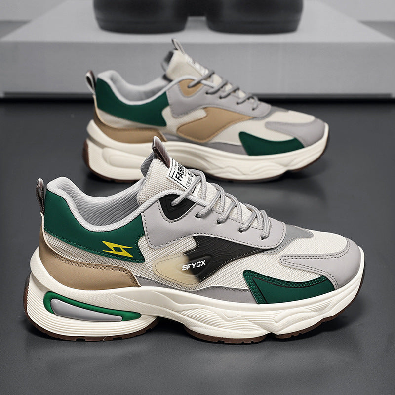 حذاء رياضي رجالي شبكي قابل للتنفس - حذاء كاجوال عصري مناسب لجميع المناسبات بنعل سميك غير قابل للانزلاق