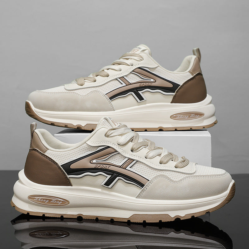 أحذية رياضية عصرية للشباب من الجلد : أحذية برباط ذات نعل سميك