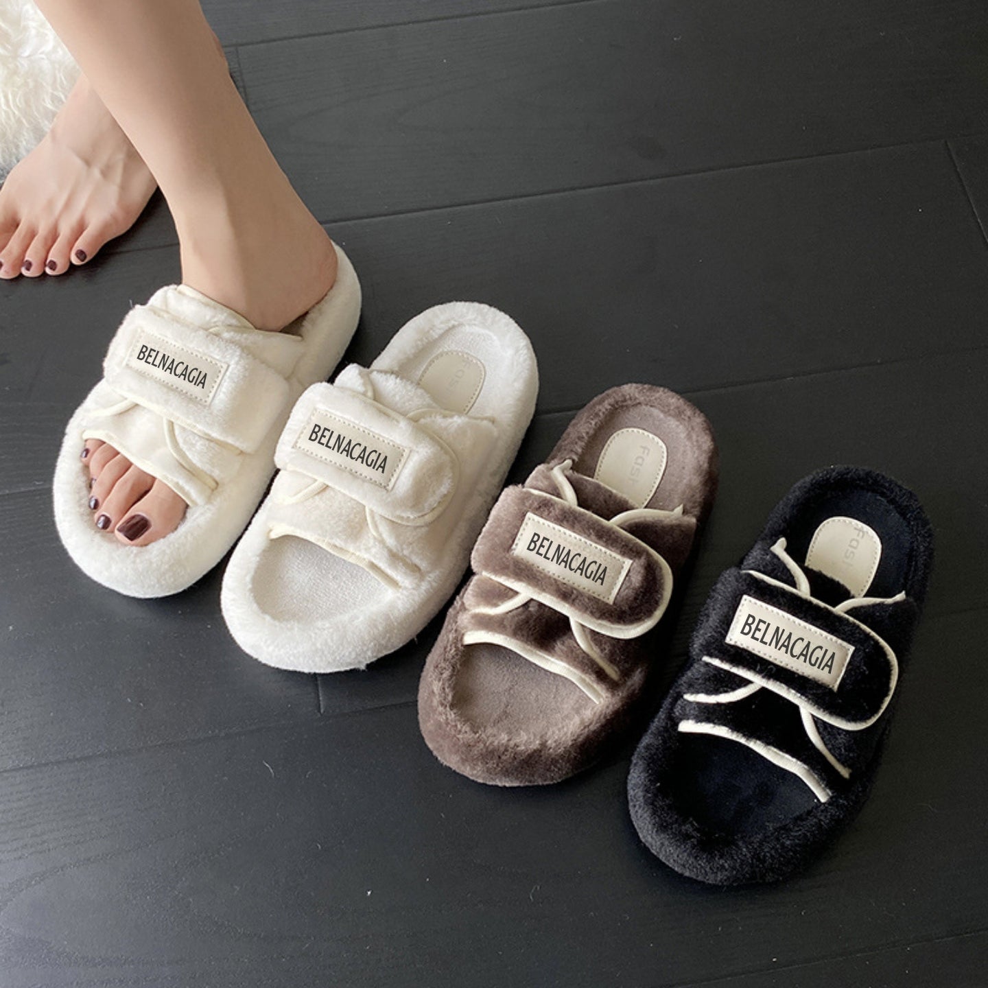 2024 New Trendy Furry Slippers for Women – Autumn/Winter Outdoor & Indoor Korean Style Fashion Flip Flops