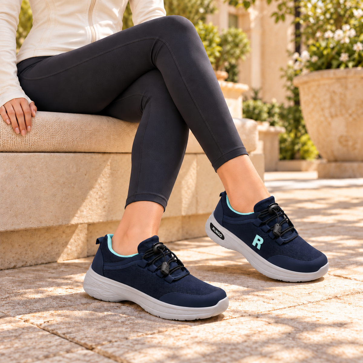 Baskets décontractées pour femme avec lacets à serrage rapide et touches colorées