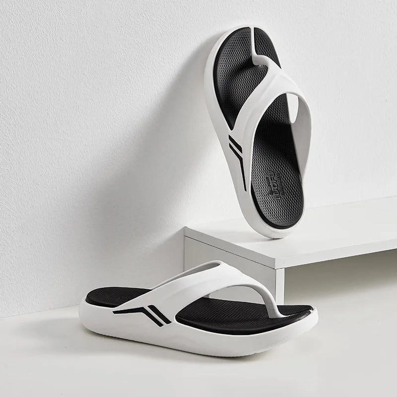 Luofu Original Cozy Men's Sporty Thong Slippers - Wear Resistant, Shock Absorbing Thick Soles, Couple's Comfort