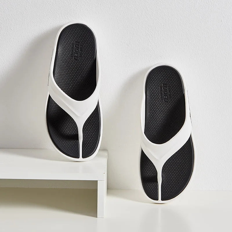 Luofu Original Cozy Men's Sporty Thong Slippers - Wear Resistant, Shock Absorbing Thick Soles, Couple's Comfort