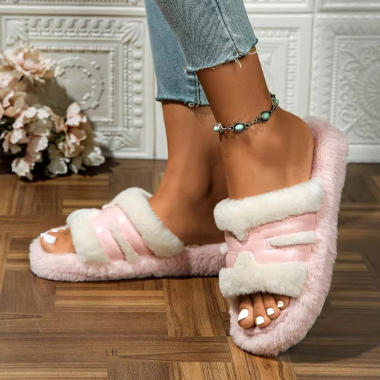 "Luxury Fur Slippers for Women: Warm and Comfortable for Winter"