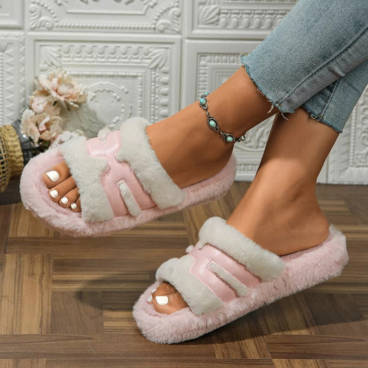 "Luxury Fur Slippers for Women: Warm and Comfortable for Winter"