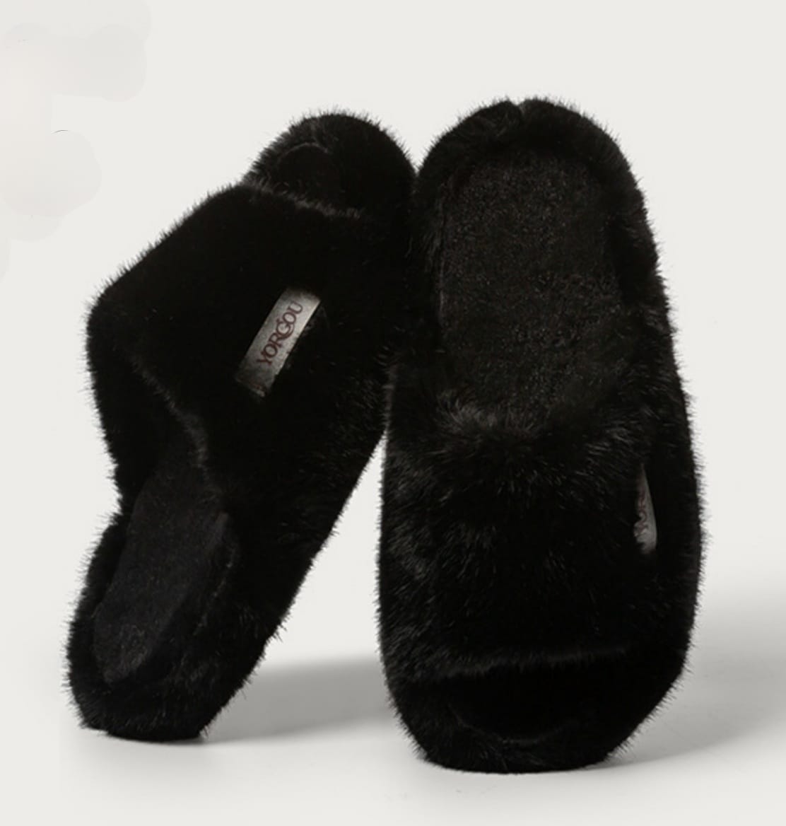 نعال من الفرو للنساء - للاستخدام الداخلي والخارجي، نعل سميك ودافئ غير قابل للانزلاق لفصل الخريف والشتاء