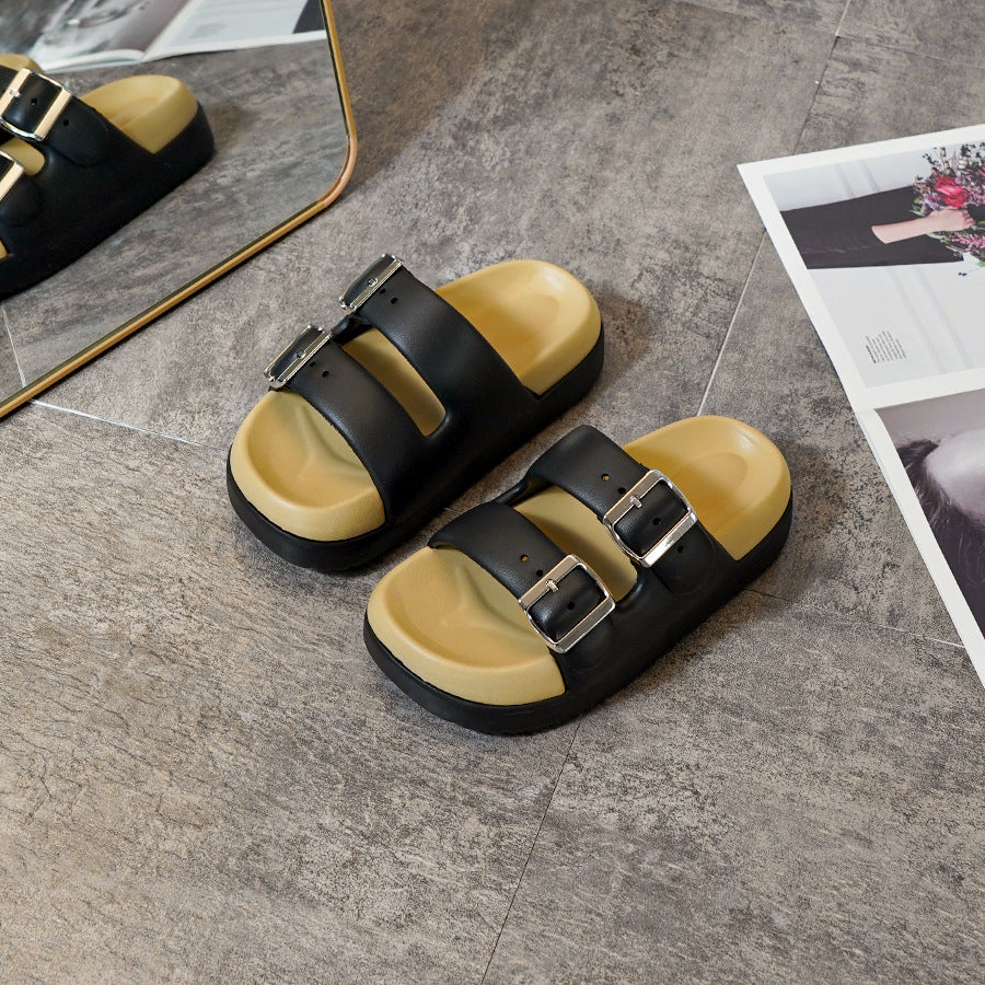 Chaussons Pour Femmes 2024 Été Nouvelle Double Boucle EVA Sangle Épaisse Sandales I