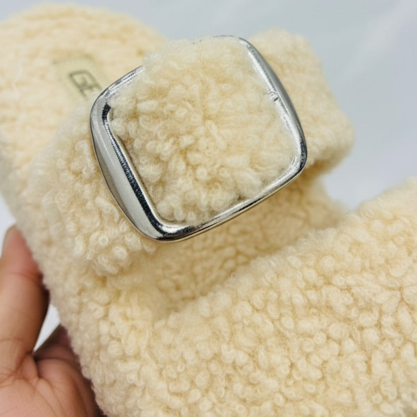 Women's Sherpa Buckle Slide Sandals (GENDA) — Product image: