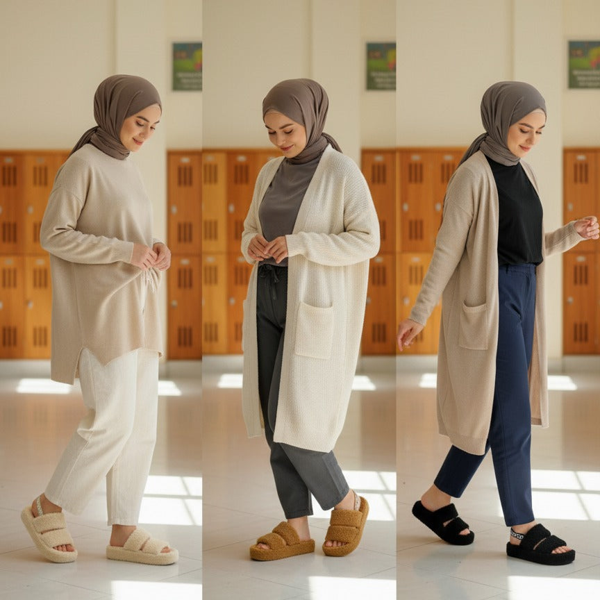 Women’s Fuzzy Double‑Strap Platform Sandals with Heel Strap — Product image: