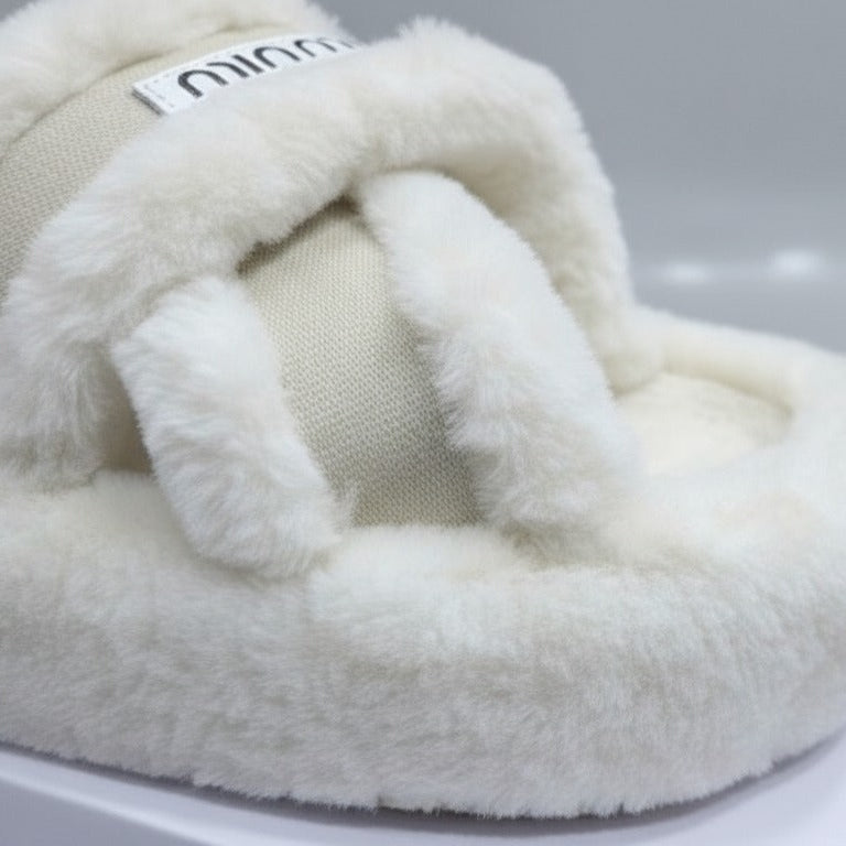 Women’s plush multi‑strap slide slippers — Product image: