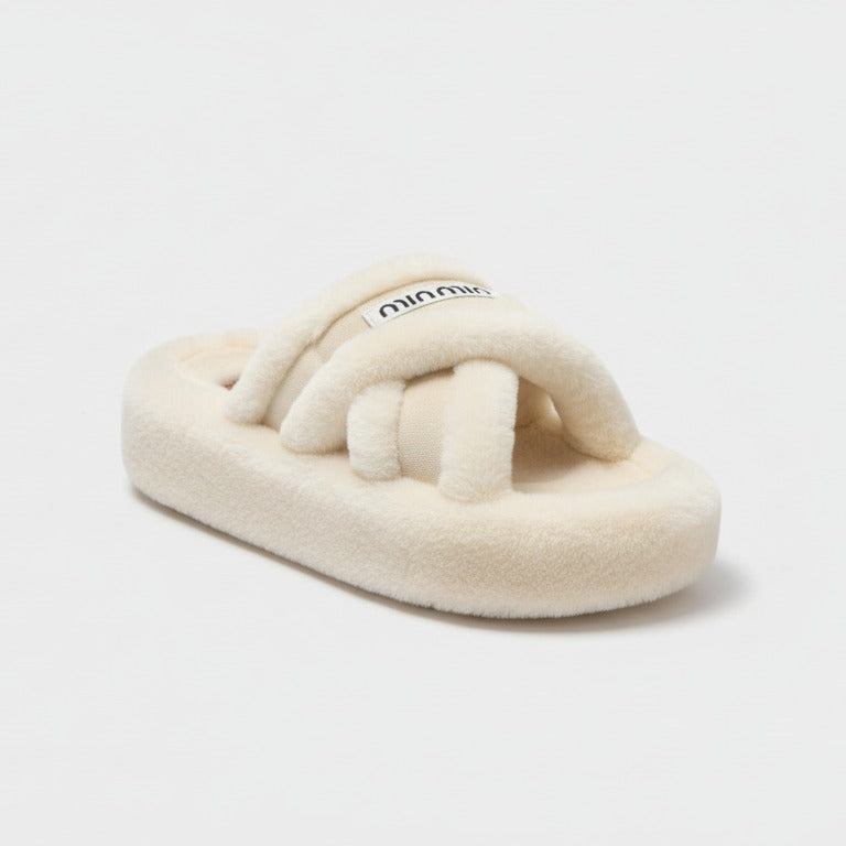 Women’s plush multi‑strap slide slippers — Product image: