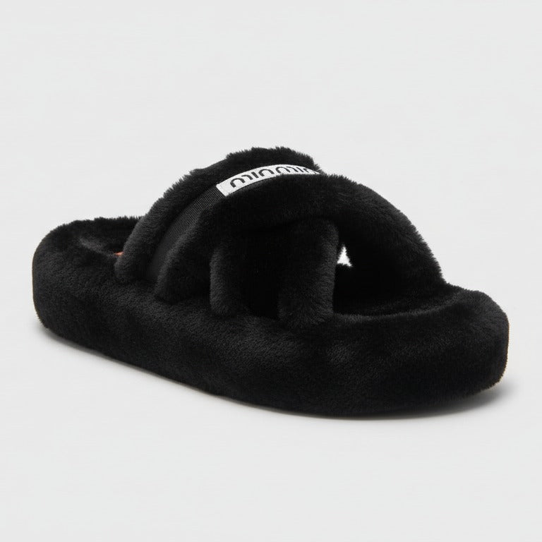 Women’s plush multi‑strap slide slippers — Product image: