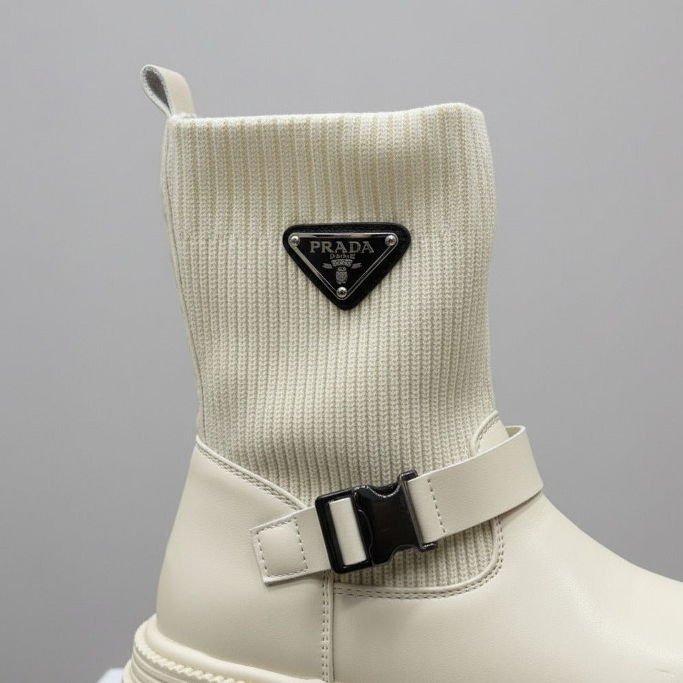 Women's lug-sole sock boots with buckle — Product image: