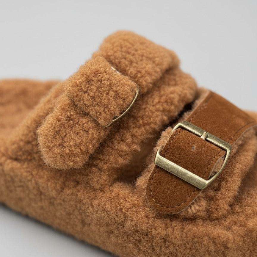 Women’s Teddy-Fleece Buckle Clog Slippers — Product image: