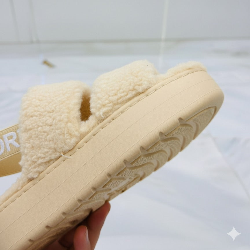 Women’s Fuzzy Double‑Strap Platform Sandals with Heel Strap — Product image: