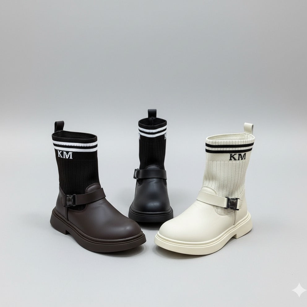 Women's Knit-Shaft Buckle Mid-Calf Boots — Product image: