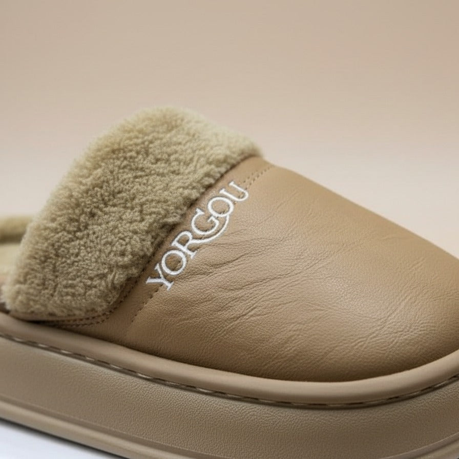 Women’s fleece-lined platform clog slippers — Product image: