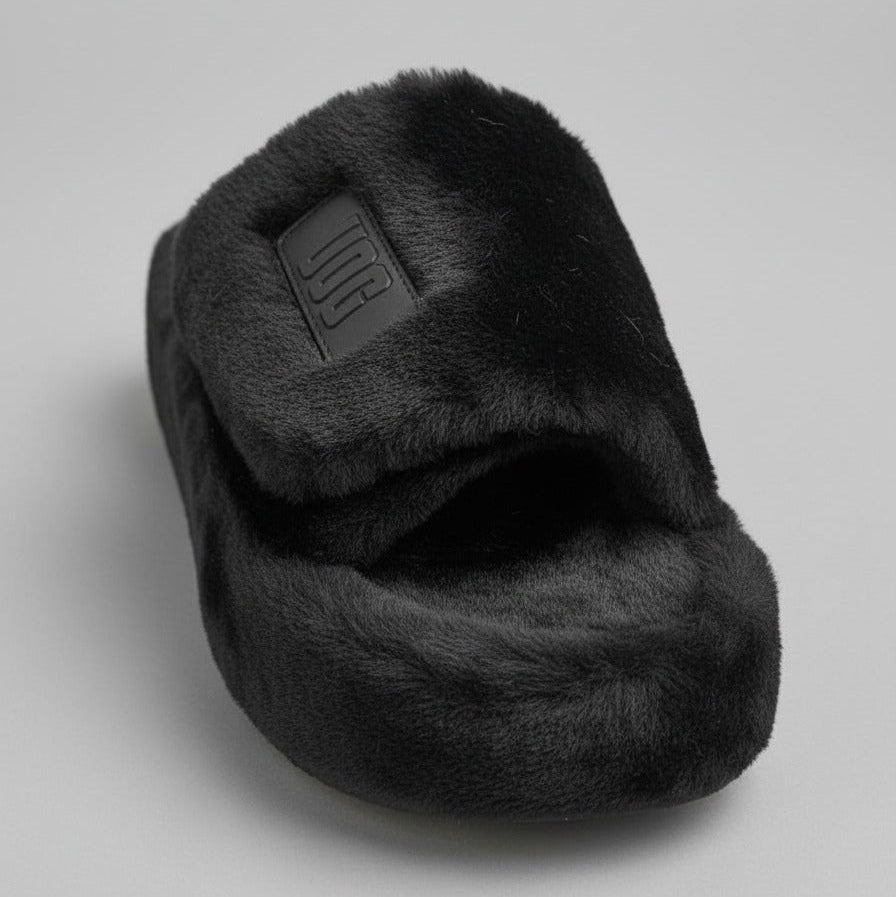 Women's Plush Faux Fur Platform Slide Slippers — Product image: