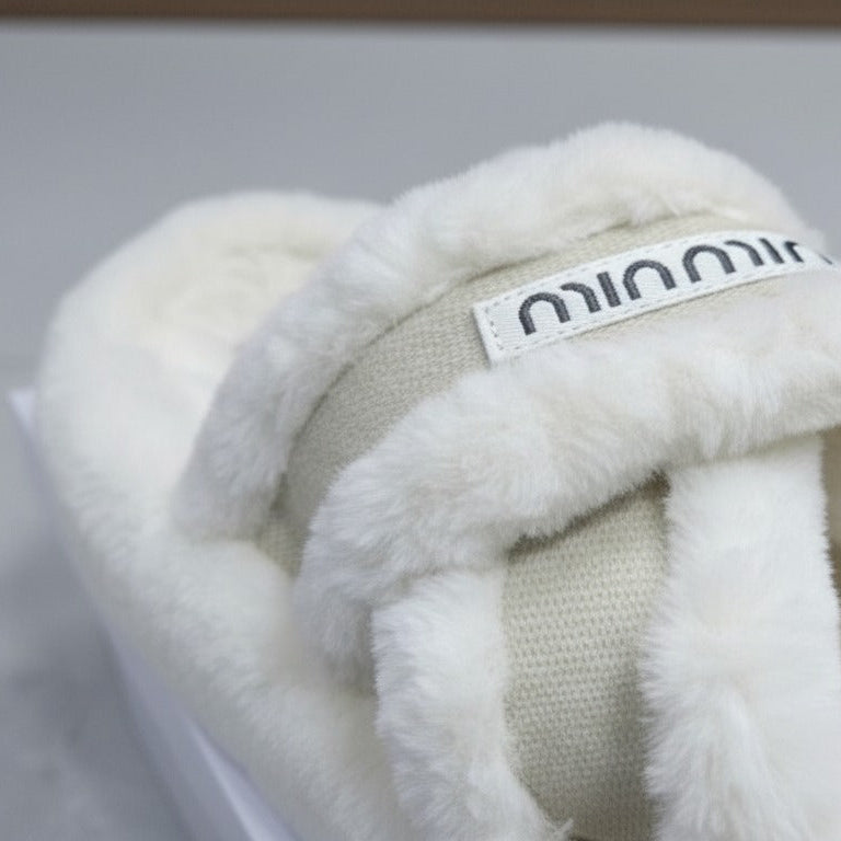 Women’s plush multi‑strap slide slippers — Product image: