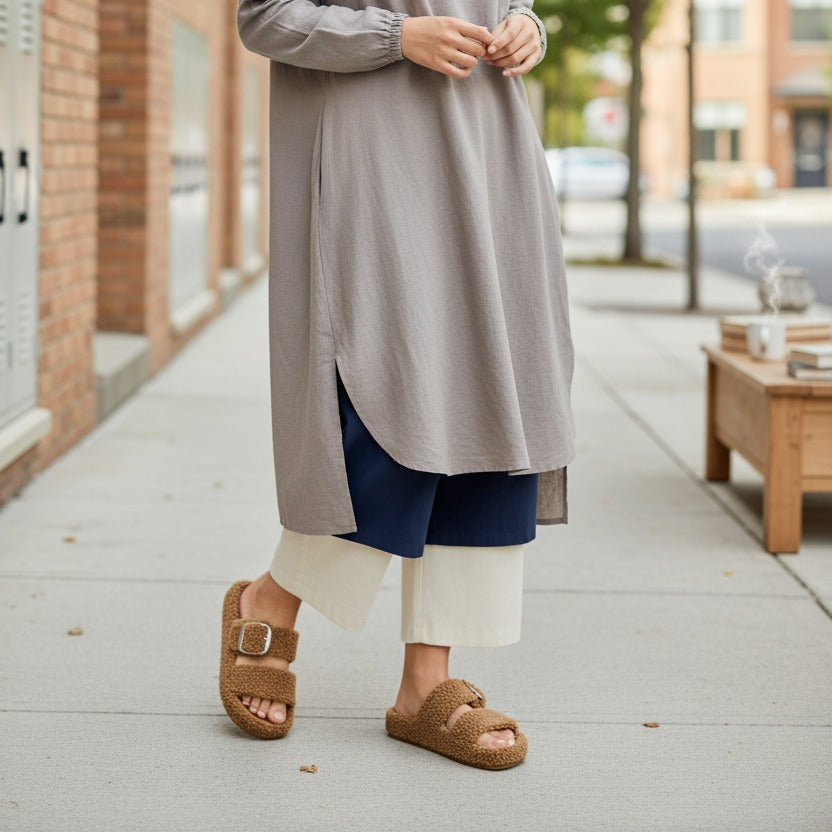 Women's Sherpa Buckle Slide Sandals (GENDA) — Product image: