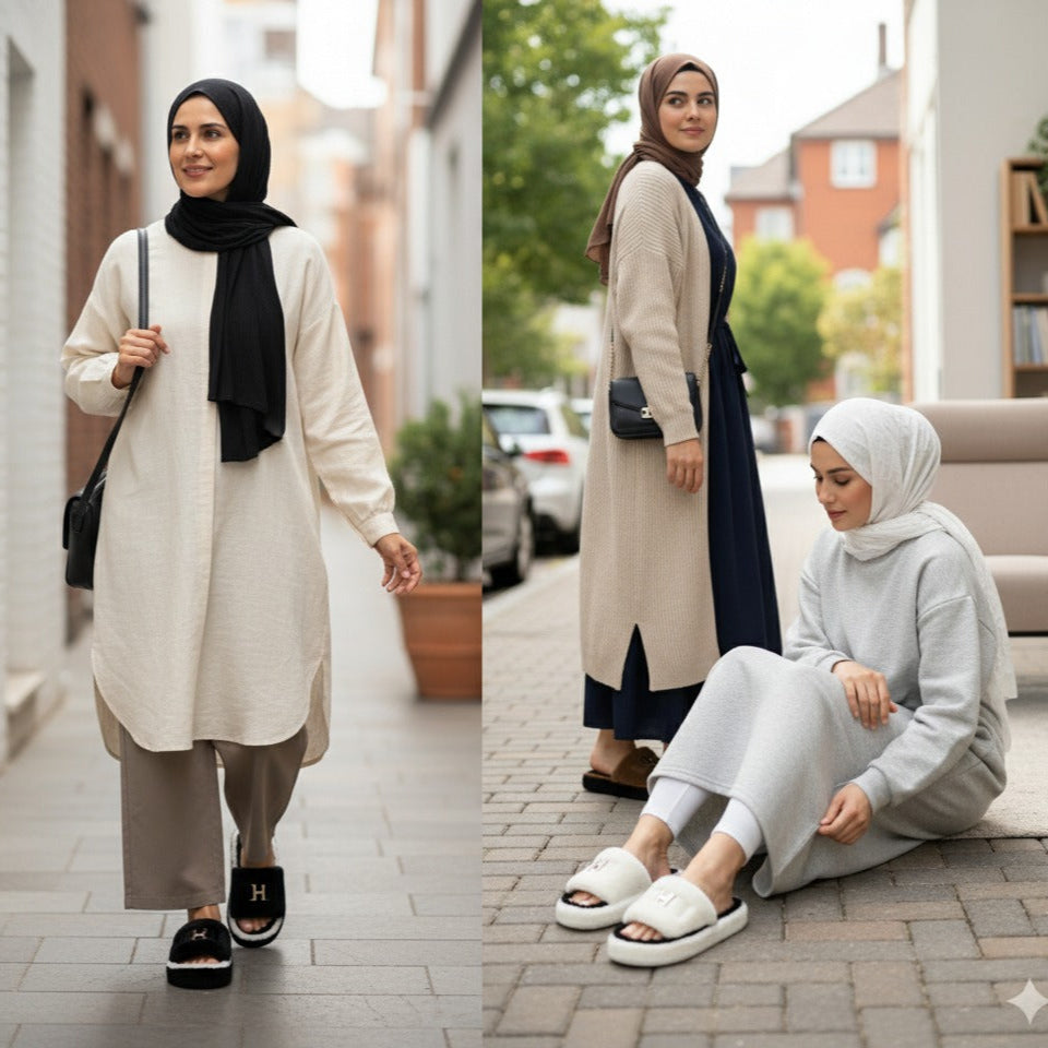 Women’s Plush Slide Slippers with Metal Accent — Product image: