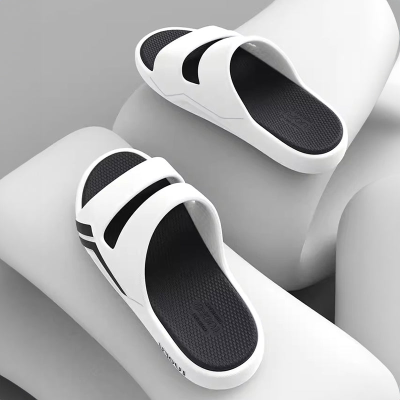 Luofu  Original Cozy Men's Sporty two belts Slippers - Wear Resistant, Shock Absorbing Thick Soles, Couple's Comfort