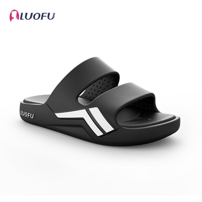 Luofu  Original Cozy Men's Sporty two belts Slippers - Wear Resistant, Shock Absorbing Thick Soles, Couple's Comfort