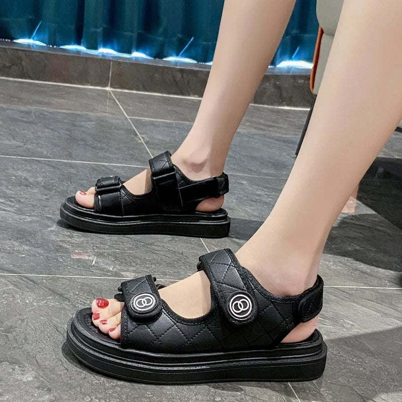 Women's Korean Style Thong Platform Sandals – Casual Beach Shoes 2024