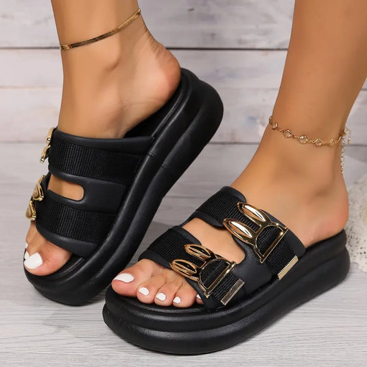Summer New Women Fashion Platform Slippers 2024 New Arrival Outdoor Casual Slip-on EVA Sandals Wear-resistant Beach Flip-flops