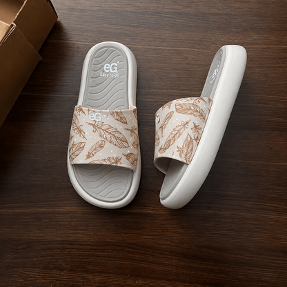 Women's Feather Print Comfort Slides