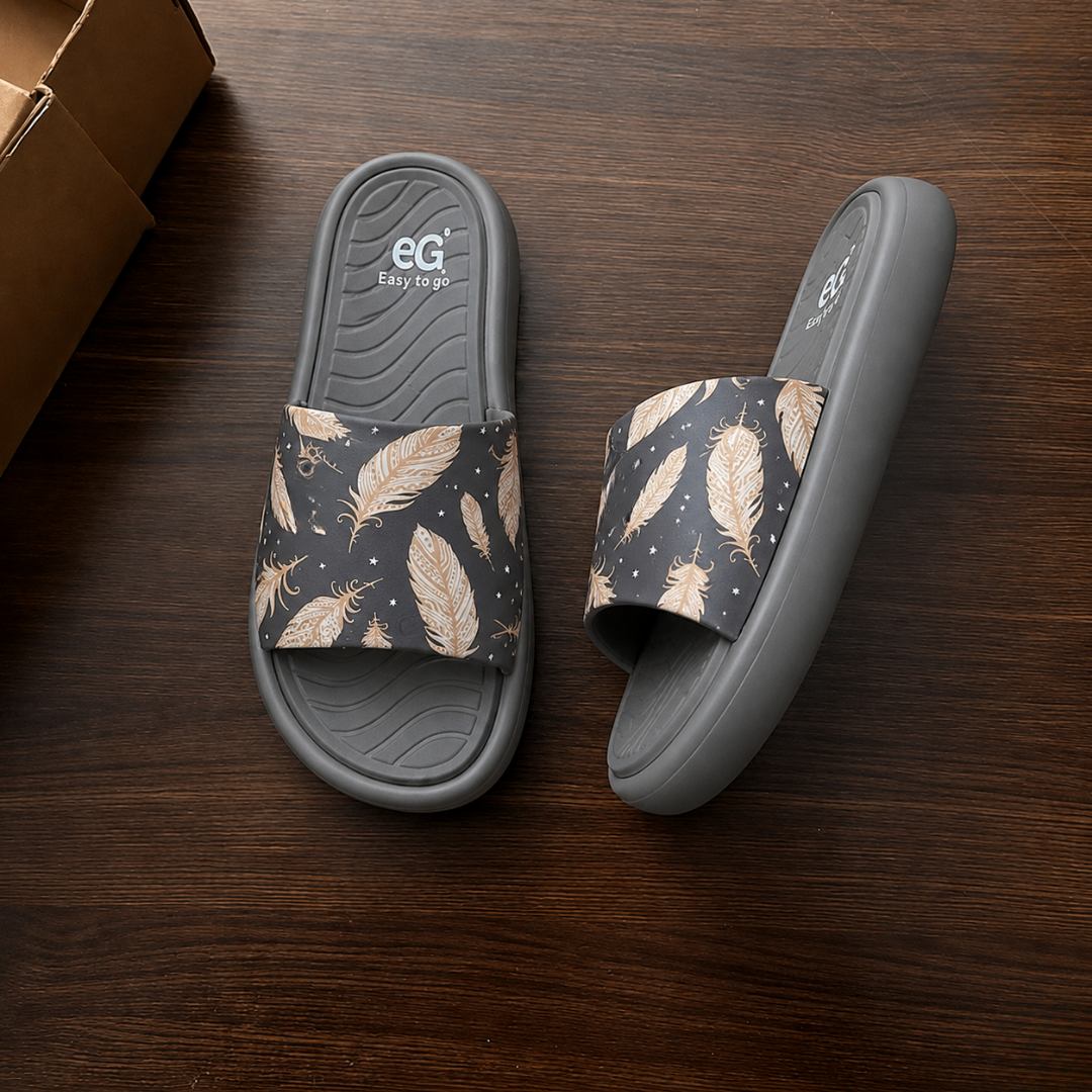 Women's Feather Print Comfort Slides