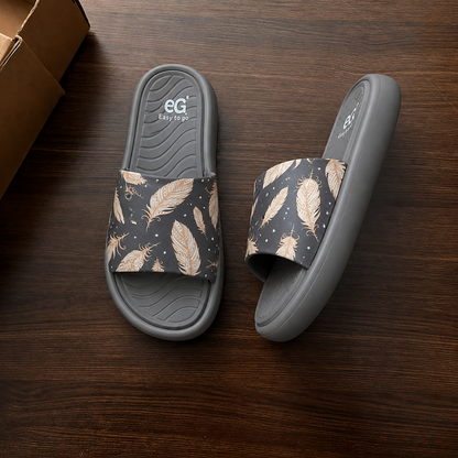 Women's Feather Print Comfort Slides
