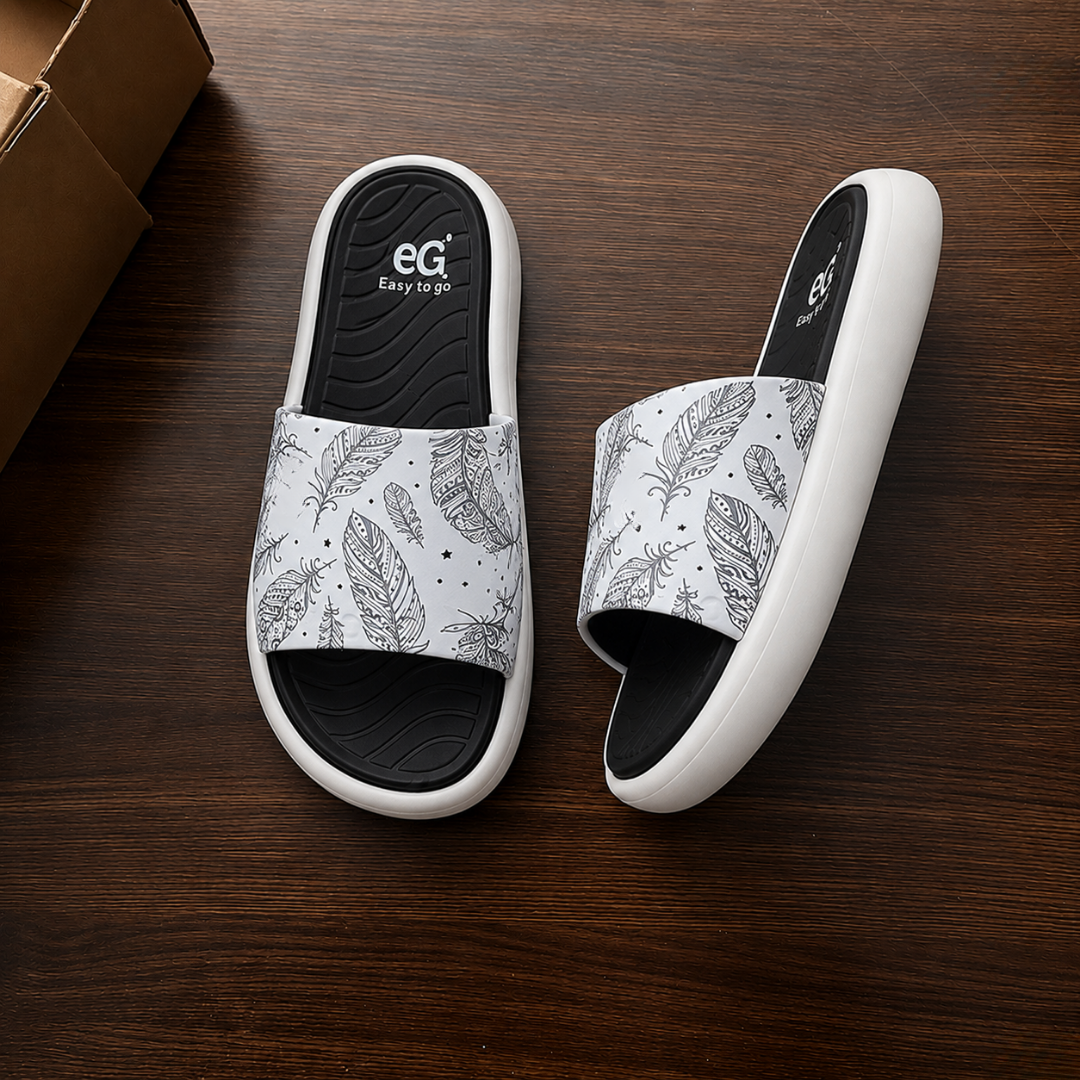 Women's Feather Print Comfort Slides